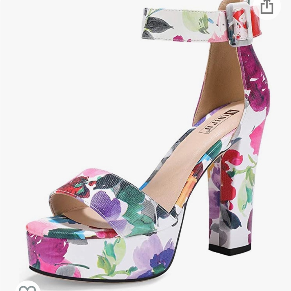 Idifu platform floral heels